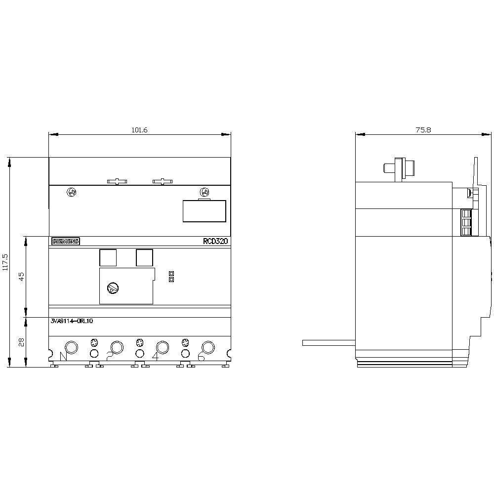 Siemens 3VA9114-0RL10 Differenzstrom-Schutzgerät 1 St. (B x H x T) 101.6 x 100 x 70mm