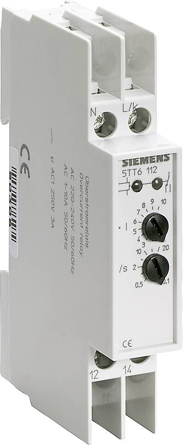 Elektronischer Zeitrelais von Siemens, Modell 5TT6 112, zur Steuerung von Schaltvorgängen in elektrischen Anlagen.