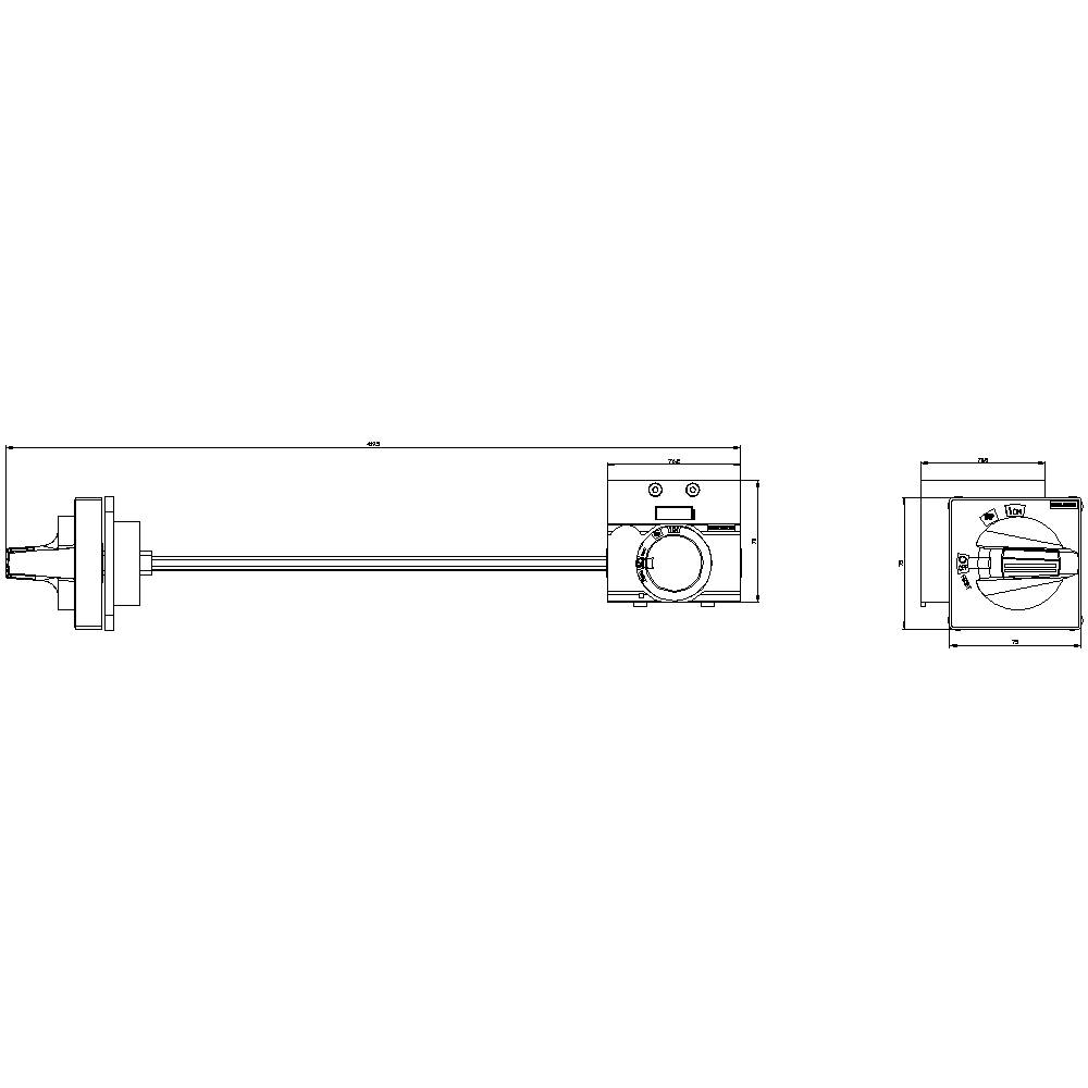 Technische Zeichnung eines Stab-Thermometers mit Schutzrohr. Darstellung zeigt Detailansichten mit Abmessungen und Anschlussoptionen.
