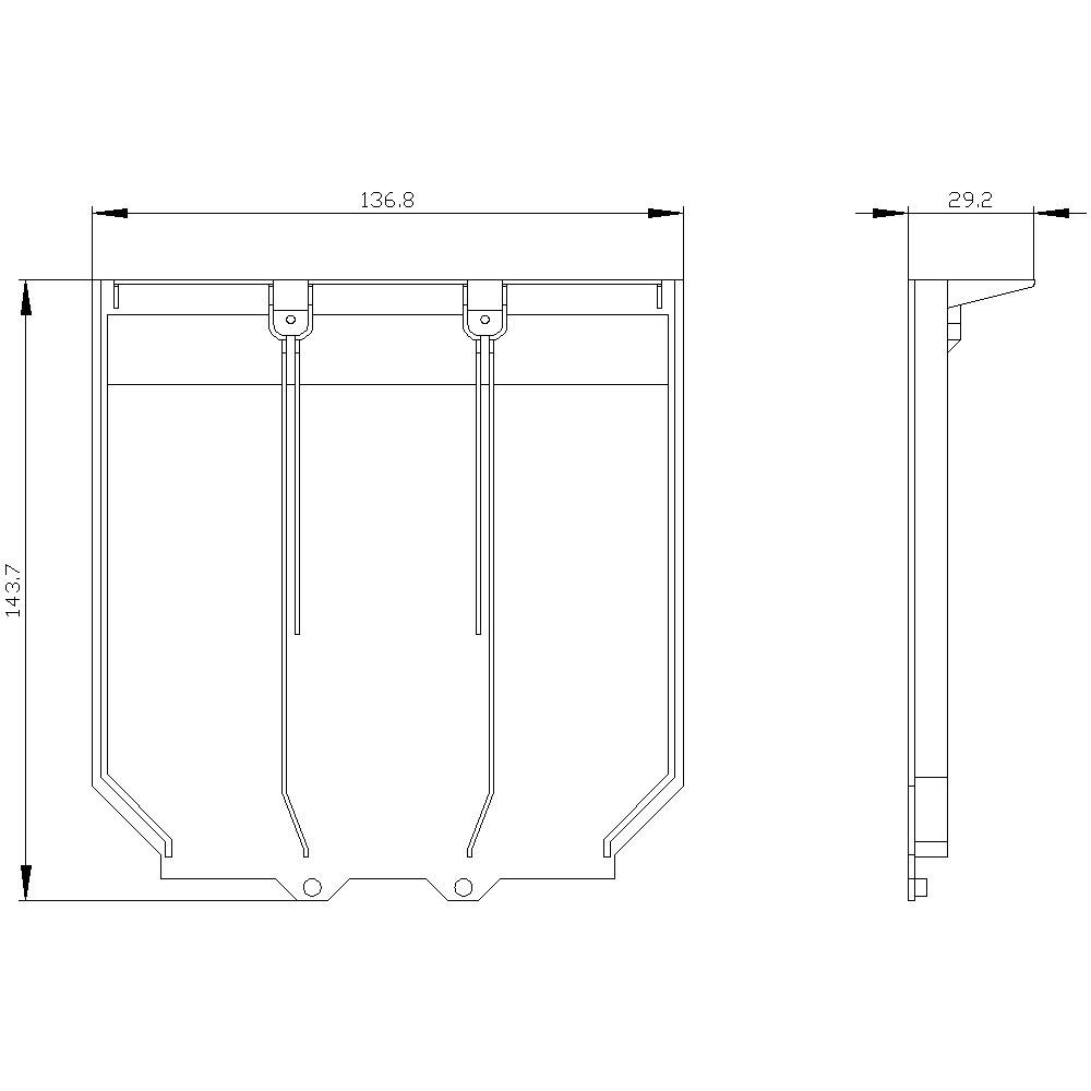 Technische Zeichnung eines Containers mit Maßen: Breite 136,8 mm, Höhe 143,7 mm, Tiefe 29,2 mm, inkl. Ansicht von vorne und seitlich.