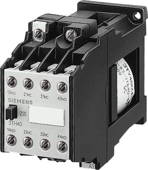 Ein schwarzer elektrischer Schütz von Siemens mit mehreren Anschlussklemmen. Der Schütz ist für die Steuerung elektrischer Schaltkreise.