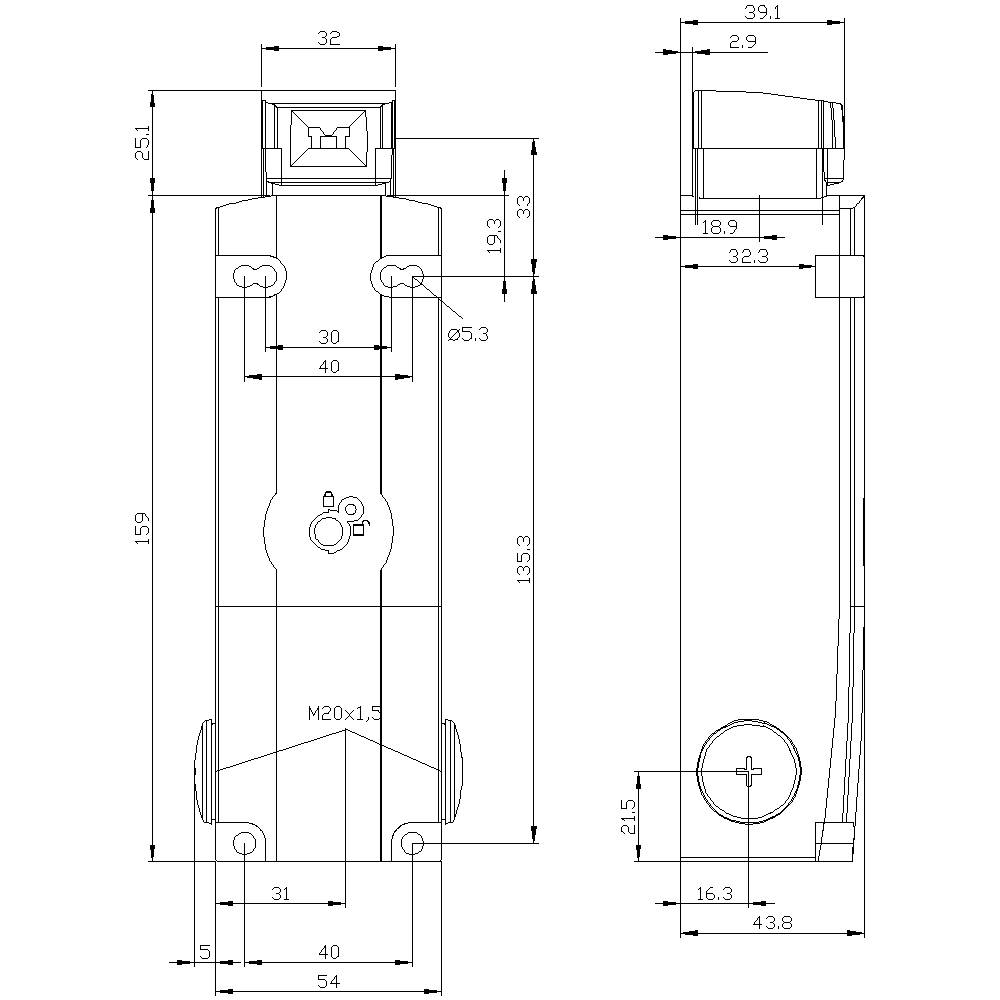Siemens 3SE53120SD11 3SE5312-0SD11 Sicherheits-Positionsschalter 230V 6A IP66, IP67 1St.