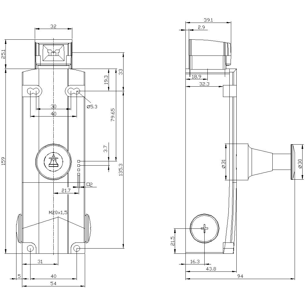 Siemens 3SE53123SF13 3SE5312-3SF13 Sicherheits-Positionsschalter 230V 6A IP65, IP67 1St.