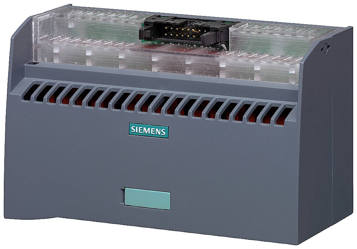 Industriegerät von Siemens mit einem rechteckigen, grauen Gehäuse und sichtbaren Anschlüssen.