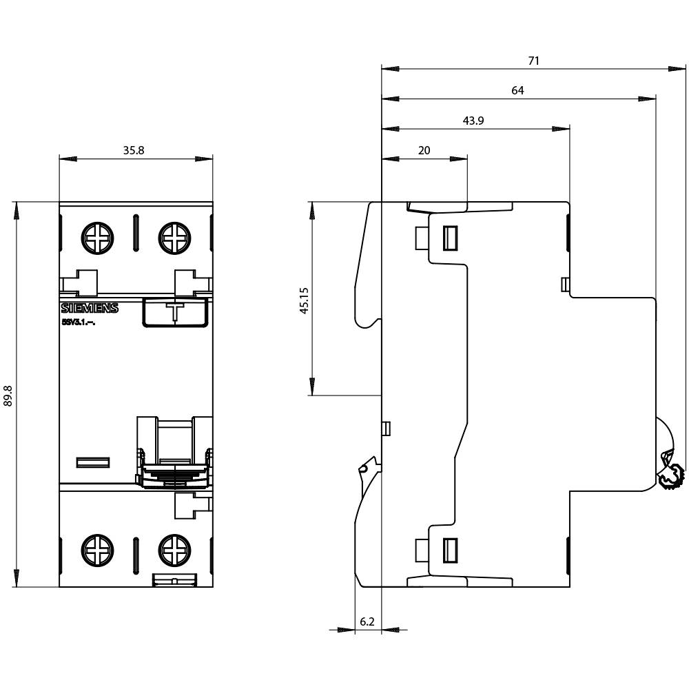Siemens 5SV33116KK12 5SV3311-6KK12 FI-Schutzschalter A 16A 0.03A 230V