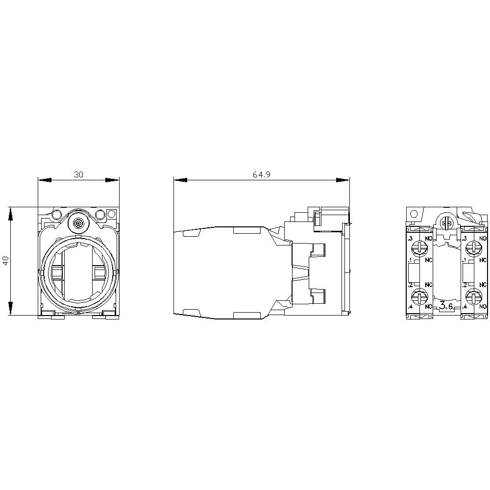 Siemens 3SU1550-1AA10-1LA0 Halter für 3 Module 2 Schließer, 2 Öffner 1St.