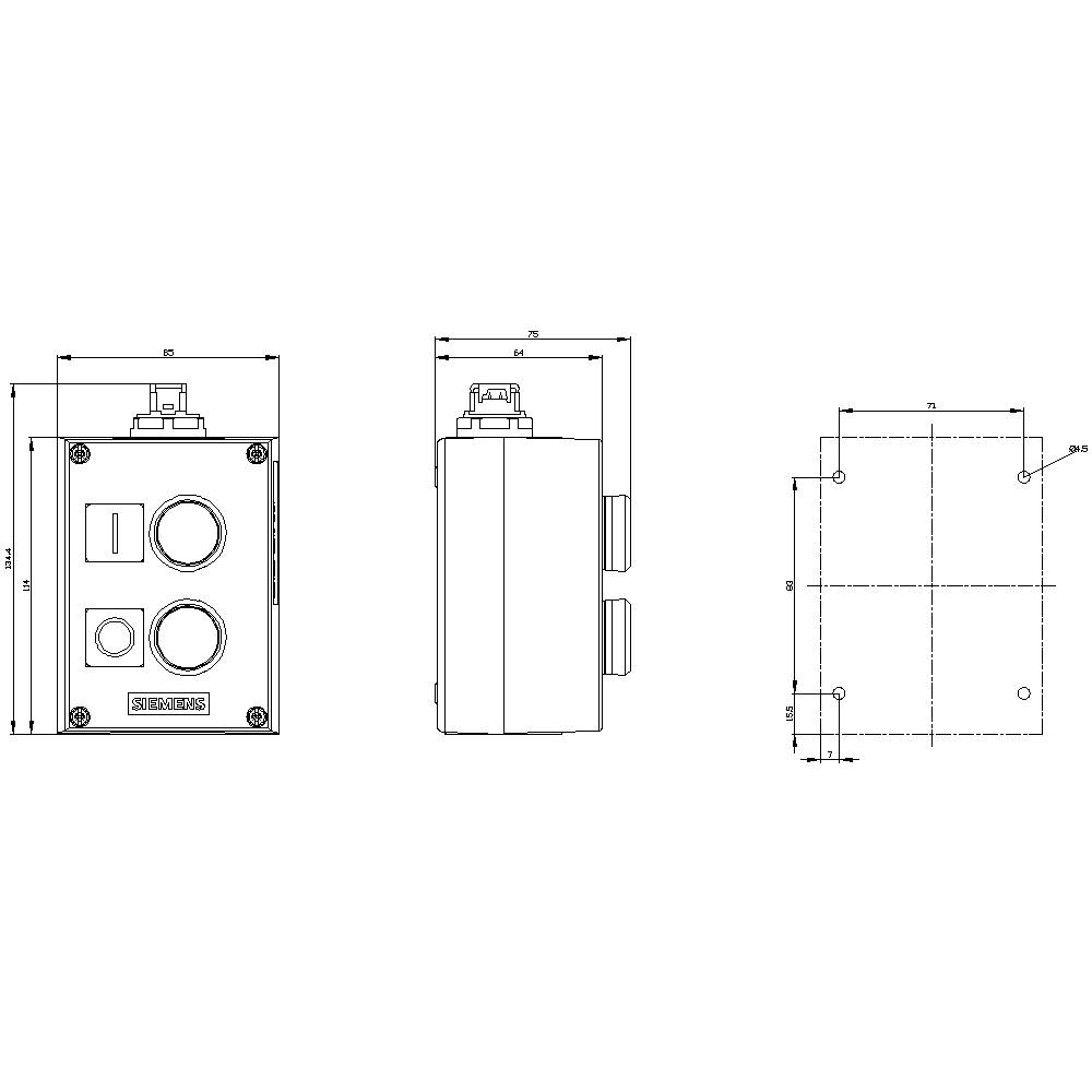 Siemens 3SU18020AB104HB1 3SU1802-0AB10-4HB1 Gehäuse IP66, IP67, IP69/IP69K 1St.