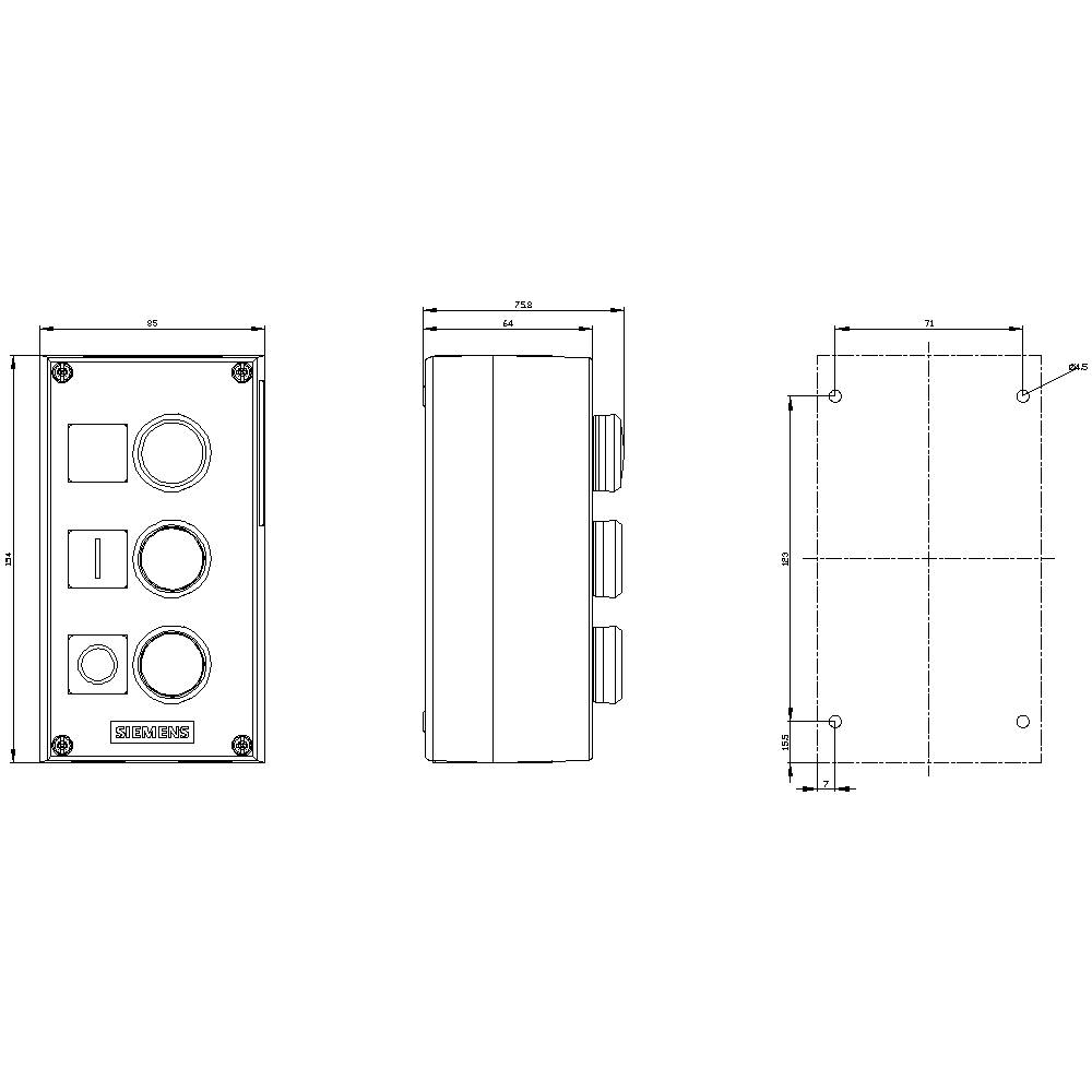 Siemens 3SU18030AB002AB1 3SU1803-0AB00-2AB1 Gehäuse IP66, IP67, IP69/IP69K 1St.