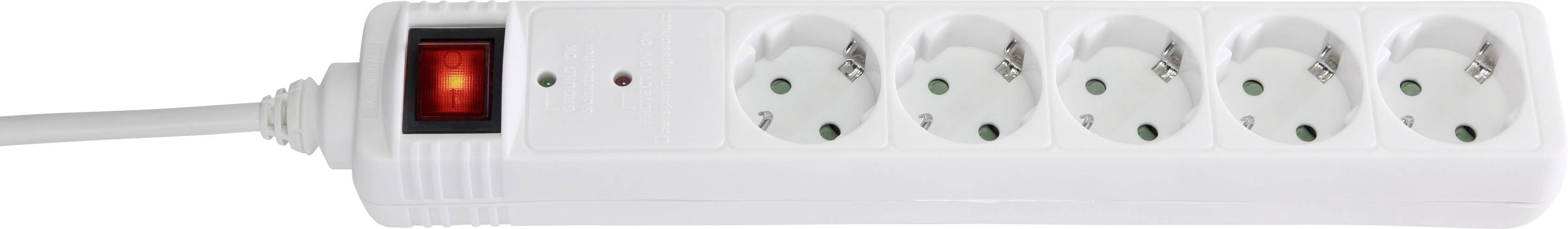 Basetech BT-1732743 Überspannungsschutz-Steckdosenleiste 5fach Weiß Schutzkontakt 1St.