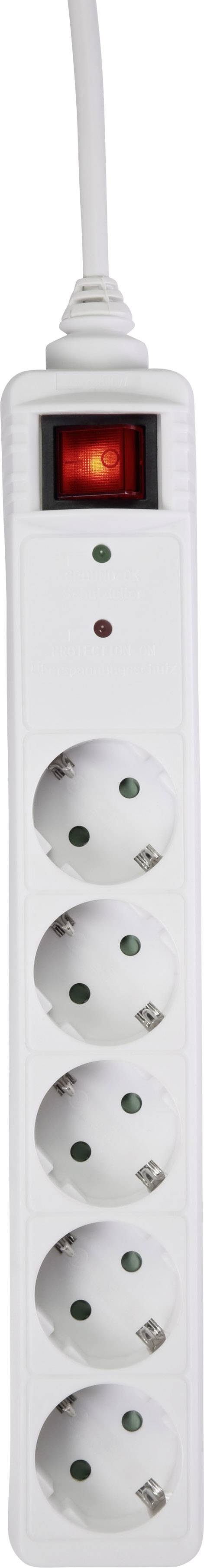 Basetech BT-1732743 Überspannungsschutz-Steckdosenleiste 5fach Weiß Schutzkontakt 1St.