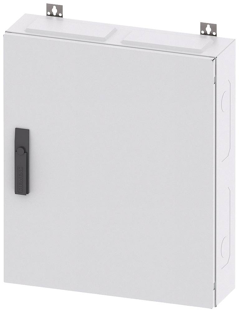 Graues, rechteckiges Elektroschaltgehäuse mit schwarzem Griff, geeignet für Innenanwendungen.