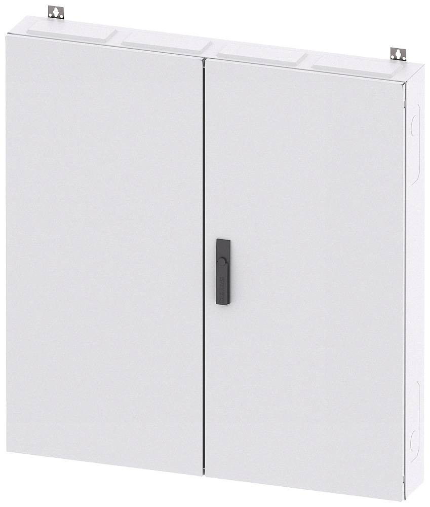 Metallschrank mit zwei Türen und einem schwarzen Griff. Geeignet zur Aufbewahrung von Geräten oder Dokumenten in Büros oder Werkstätten.