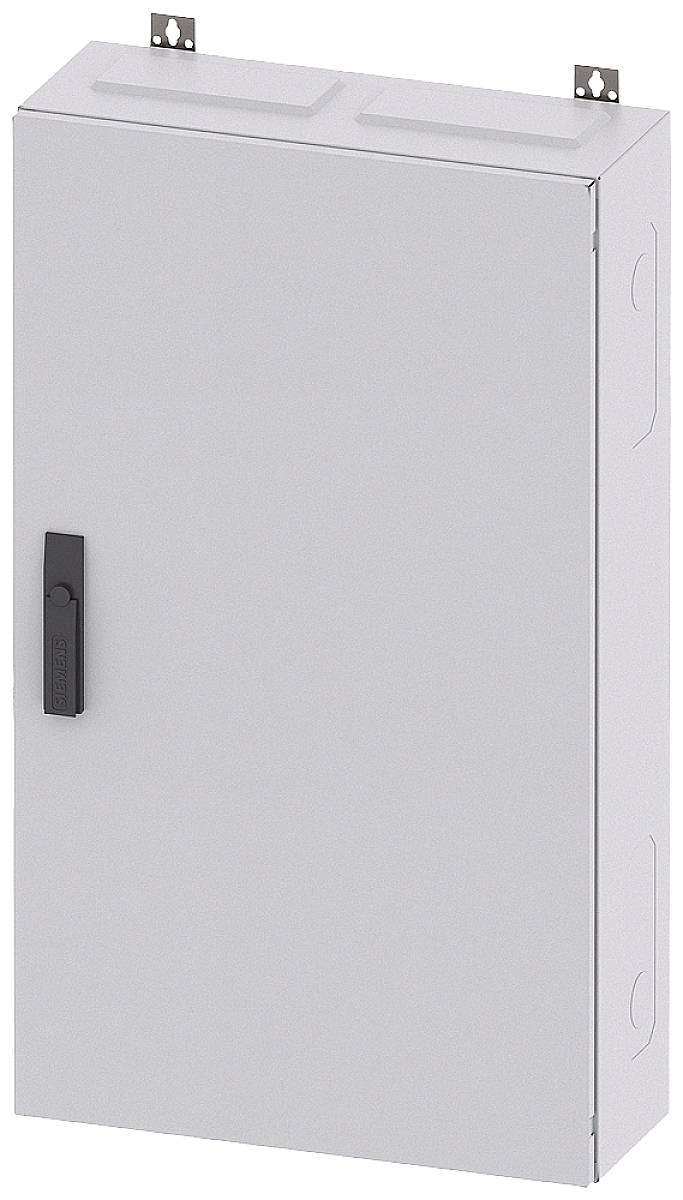 Ein grauer, wandmontierter Schaltschrank mit schwarzem Griff, geeignet zur sicheren Verwaltung von elektrischen Installationen.