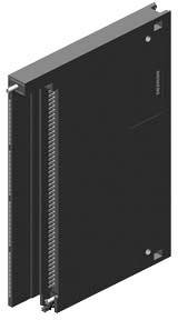 Ein schwarzes elektronisches Bauteil mit Metallkontakten an den Seiten.
