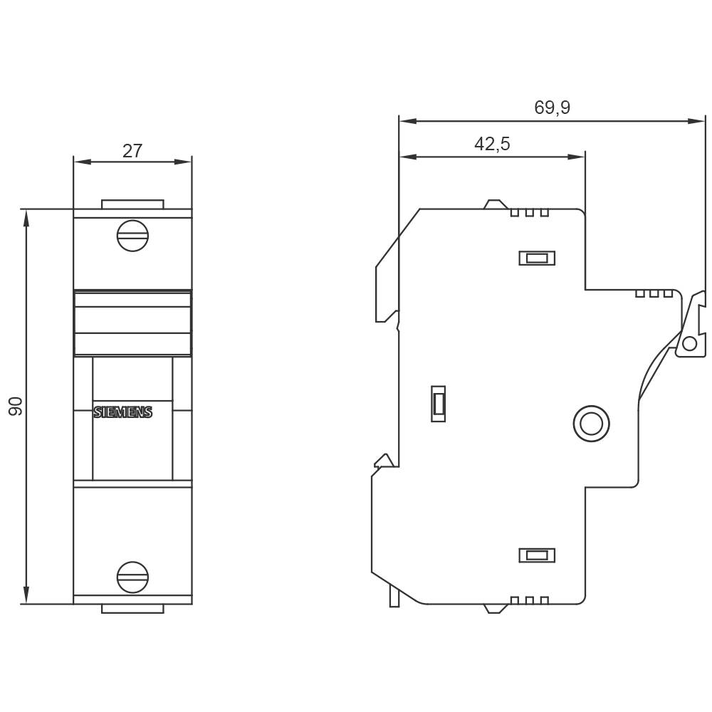 Siemens 3NW7112 3NW7112 Zylindersicherungshalter 50A 690 V/AC 1St.