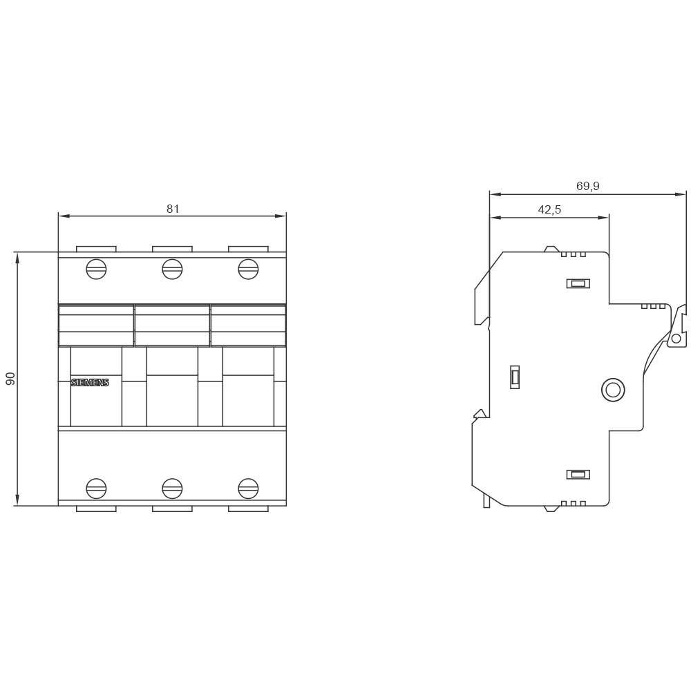 Siemens 3NW7131 3NW7131 Zylindersicherungshalter 50A 690 V/AC 1St.