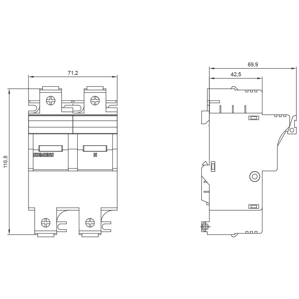 Siemens 3NW7252 3NW7252 Zylindersicherungshalter 100A 690 V/AC 1St.