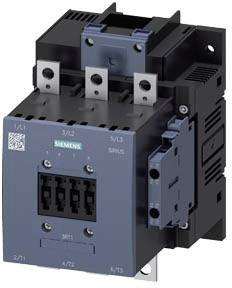 Dreiphasen-Schütz von Siemens zur Steuerung elektrischer Motoren. Es hat mehrere Anschlüsse und eine kompakte Bauform.