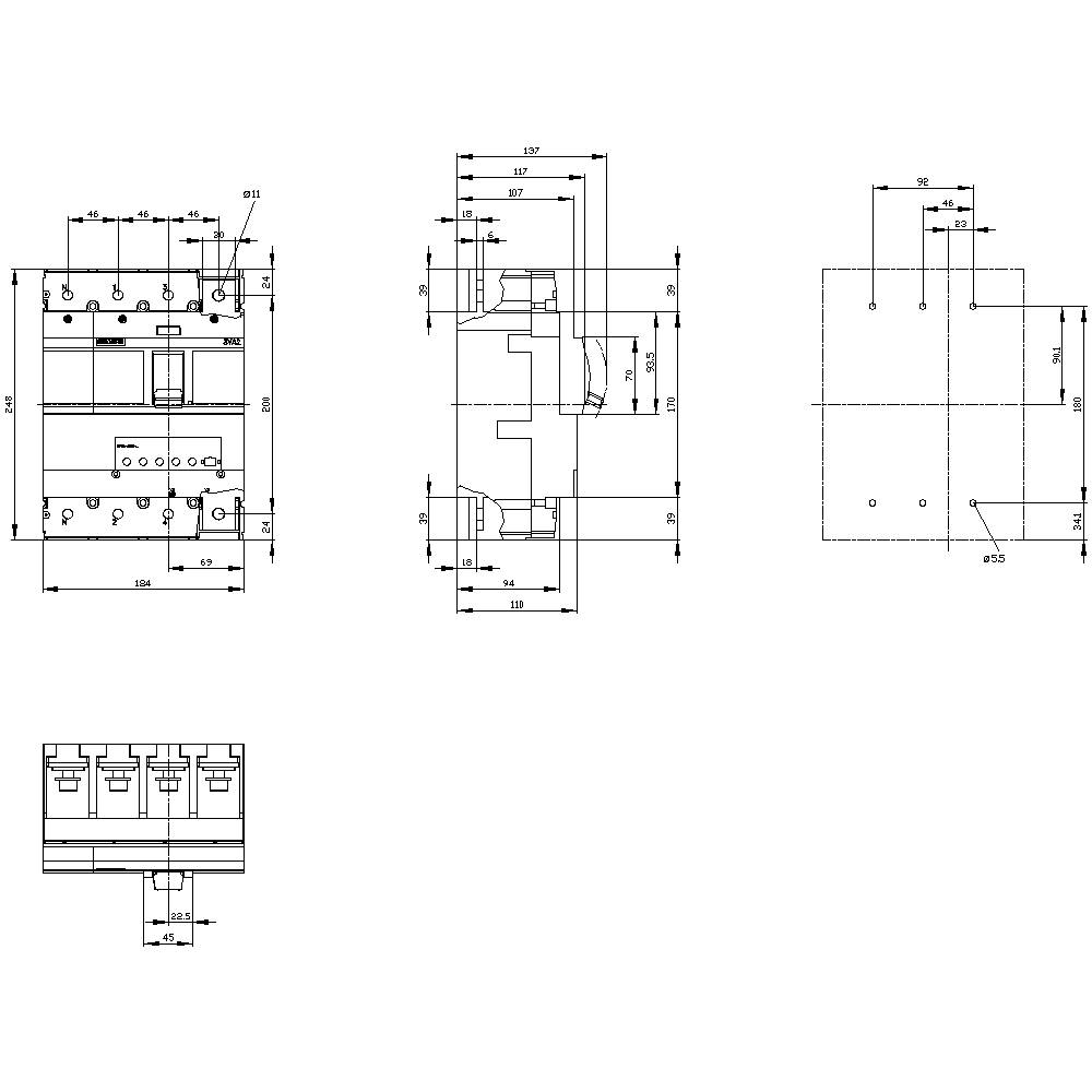 Siemens 3VA2340-7HN42-0AA0 Leistungsschalter 1 St. Einstellbereich (Strom): 160 - 400A Schaltspannung (max.): 690 V/AC
