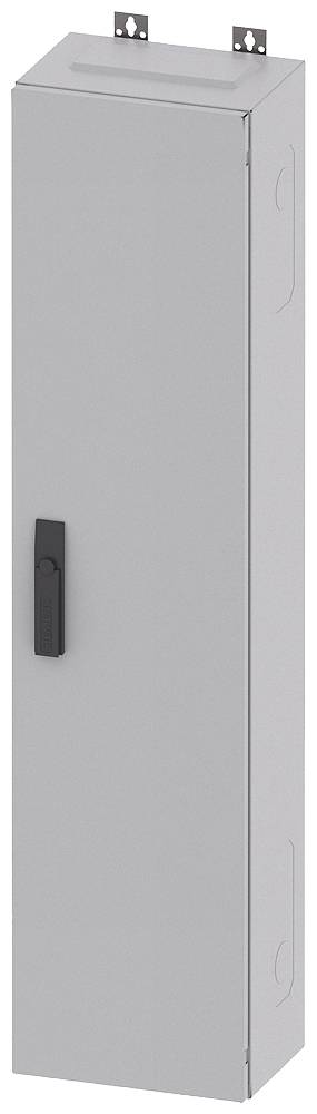 Grauer, rechteckiger Metallschrank mit schwarzem Griff. Der Schrank steht aufrecht und ist für die Aufbewahrung technischer Geräte geeignet.