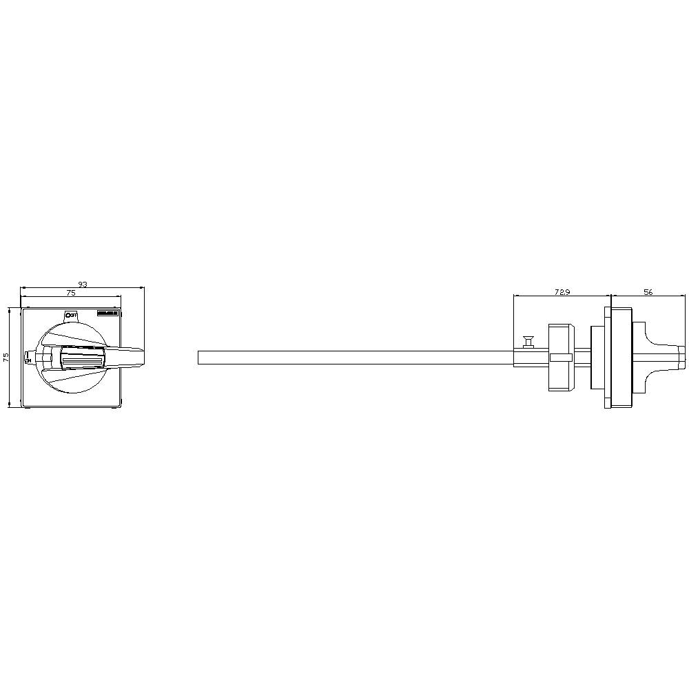 Bauplanskizze eines mechanischen Bauteils mit markierten Maßen. Hauptstück misst 720 mm, Queransicht zeigt detaillierte Maße.