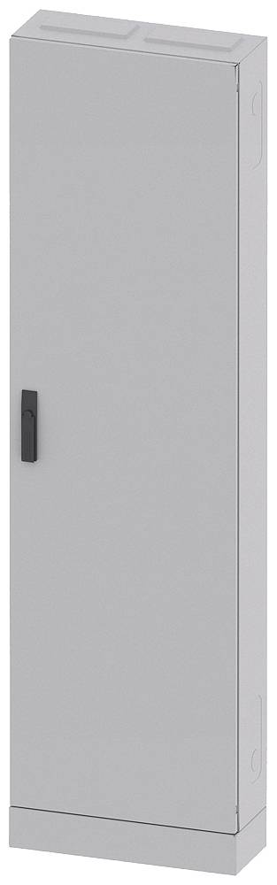 Grauer, rechteckiger Metallschrank mit schwarzem Griff, ohne sichtbare Details oder Beschriftungen, vor weißem Hintergrund.