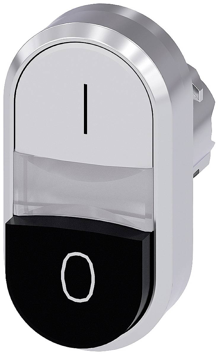 Kippschalter mit zwei Positionen, 'Ein' oben und 'Aus' unten, in einem silbernen Gehäuse.