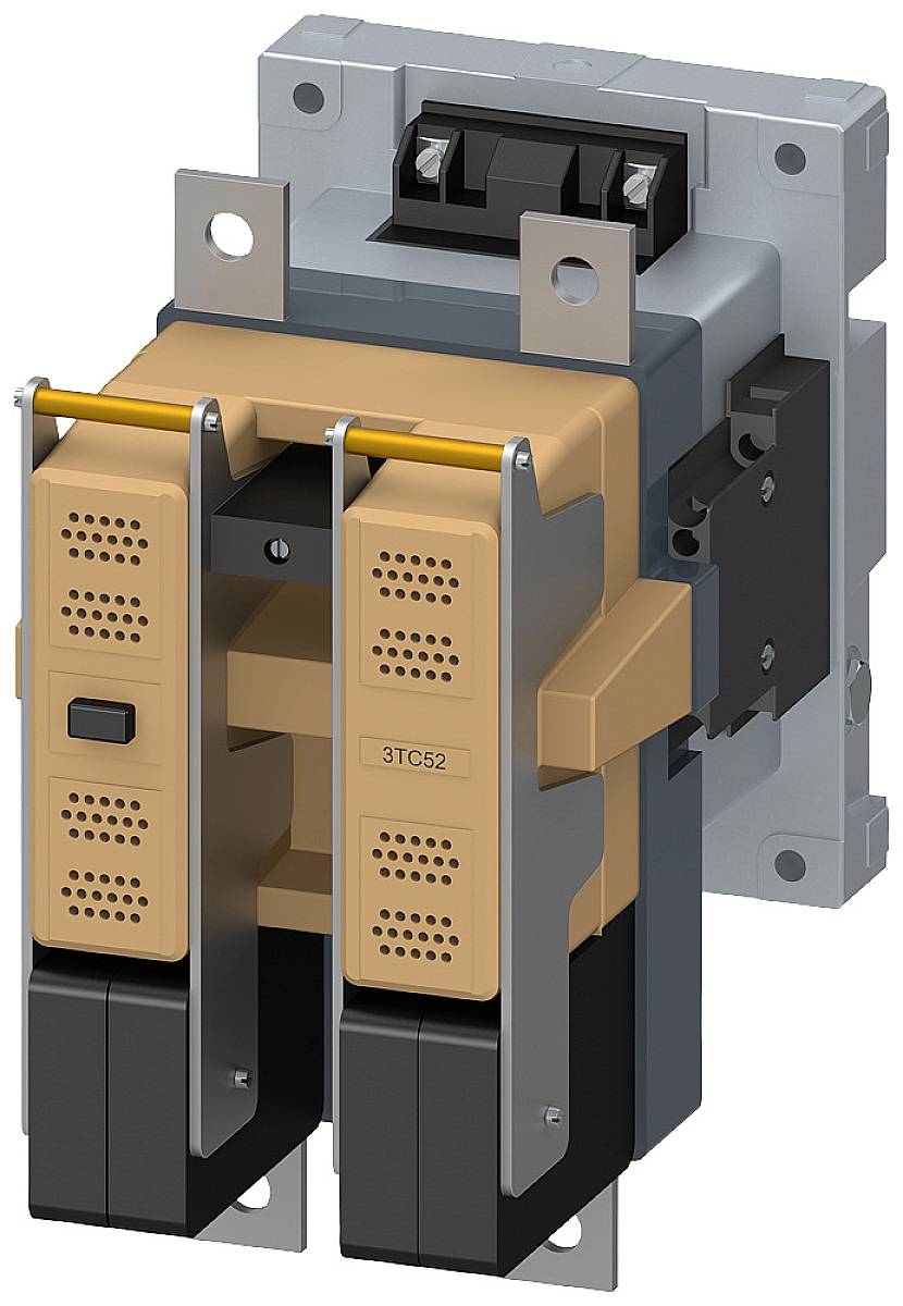 Industrieschütz mit grauem Gehäuse und Kupferelementen, geeignet für Schalttafeln.