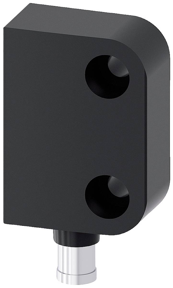 Ein schwarzer, rechteckiger Magnetsensor mit zwei Schraubenlöchern und einem silbernen Anschluss. Geeignet für Positionserfassung.