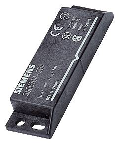 Schwarzer Magnet mit der Aufschrift 'SIEMENS 3SE6104-2BA'. Rechteckige Form, mit Befestigungslöchern an einem Ende.