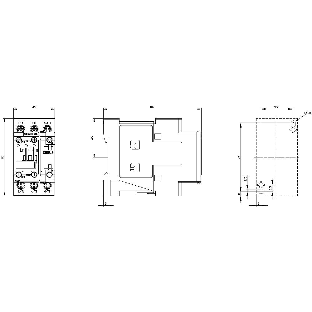 Siemens 3RT2026-1BB40-0CC0 Leistungsschütz 3 Schließer 690 V/AC 1St.