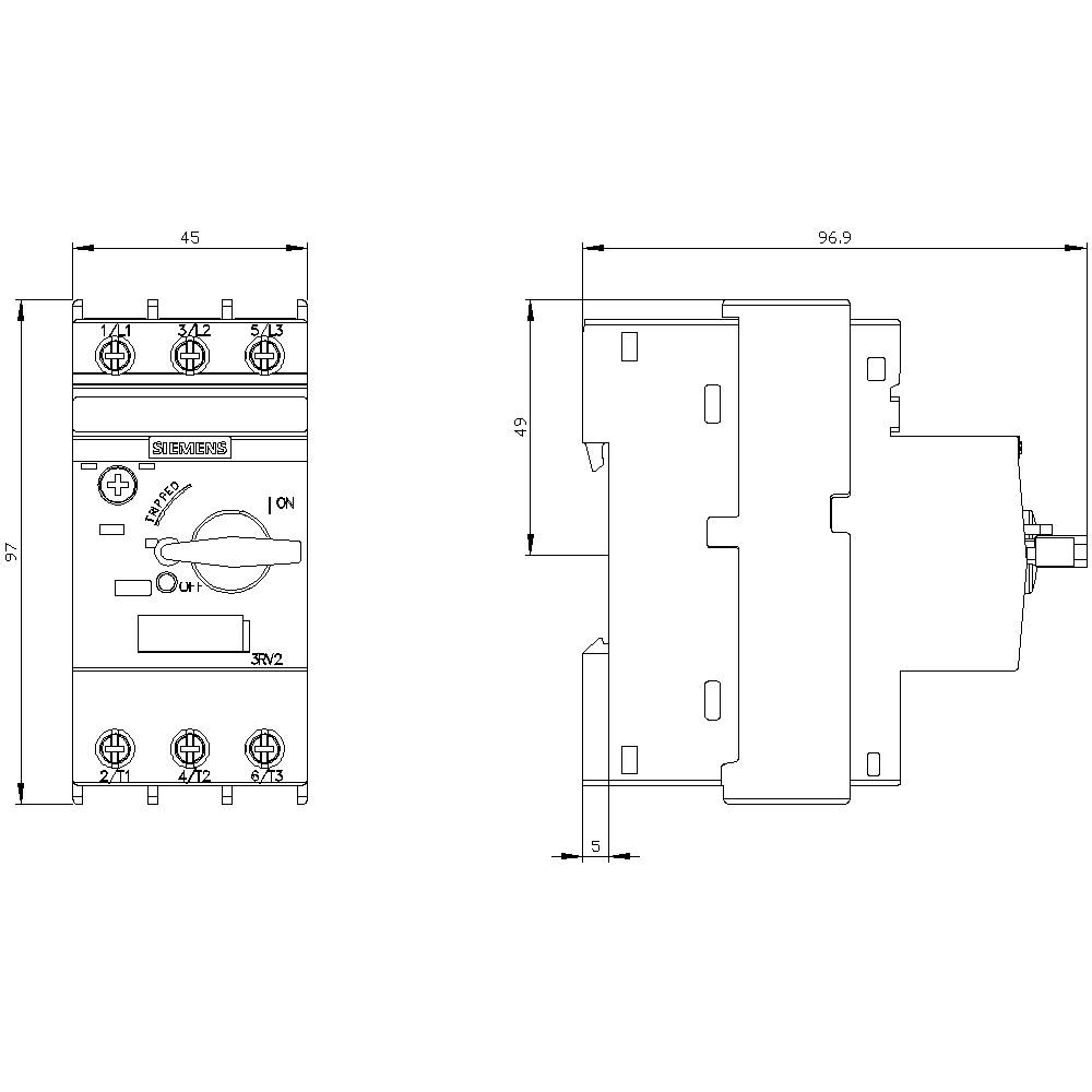 Siemens 3RV2011-0EA10 Leistungsschalter 1 St. Einstellbereich (Strom): 0.28 - 0.4A Schaltspannung (max.): 690 V/AC (B x H x T) 45