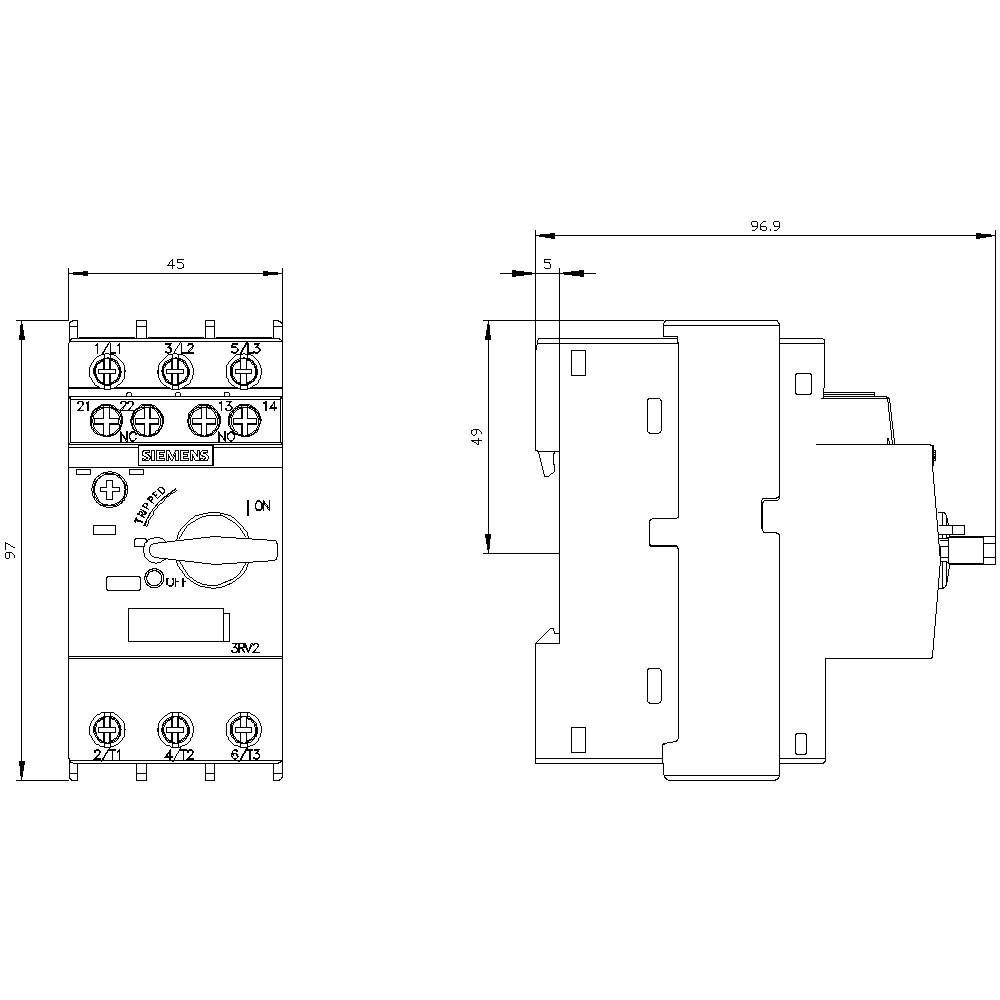 Siemens 3RV2011-0EA15 Leistungsschalter 1 St. Einstellbereich (Strom): 0.28 - 0.4A Schaltspannung (max.): 690 V/AC (B x H x T) 45