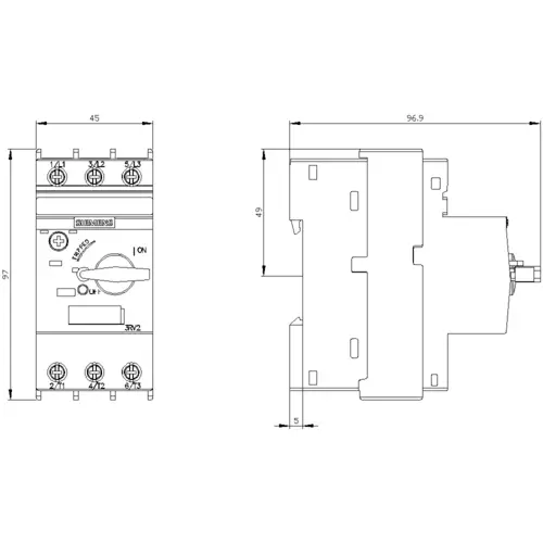 Siemens 3RV2411-1KA10 Leistungsschalter 1 St. Einstellbereich (Strom): 9 - 12.5A Schaltspannung (max.): 690 V/AC (B x H x T) 45 Siemens 3RV2411-1KA10 Leistungsschalter 1 St. Einstellbereich (Strom): 9 - 12.5A Schaltspannung (max.): 690 V/AC (B x H x T) 45