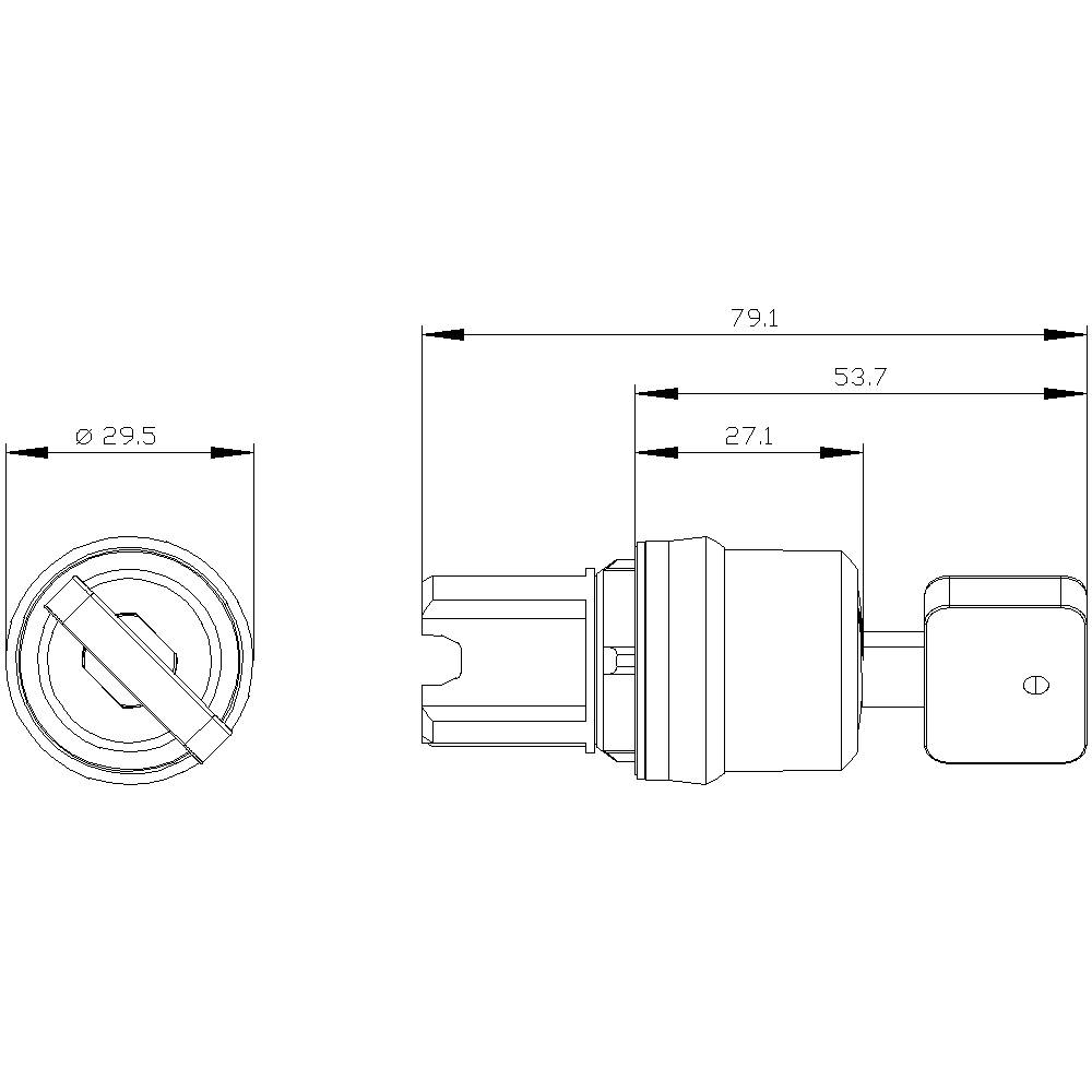 Siemens 3SU10505KF010AA0 3SU1050-5KF01-0AA0 Schlüsselschalter 1 x 90° IP66, IP67, IP69/IP69K 1St.