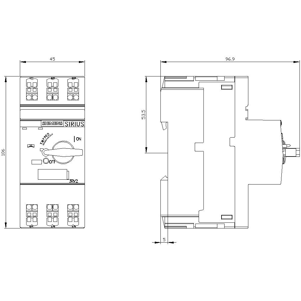 Siemens 3RV2311-1KC20 Leistungsschalter 1 St. Schaltspannung (max.): 690 V/AC (B x H x T) 45 x 106 x 97mm