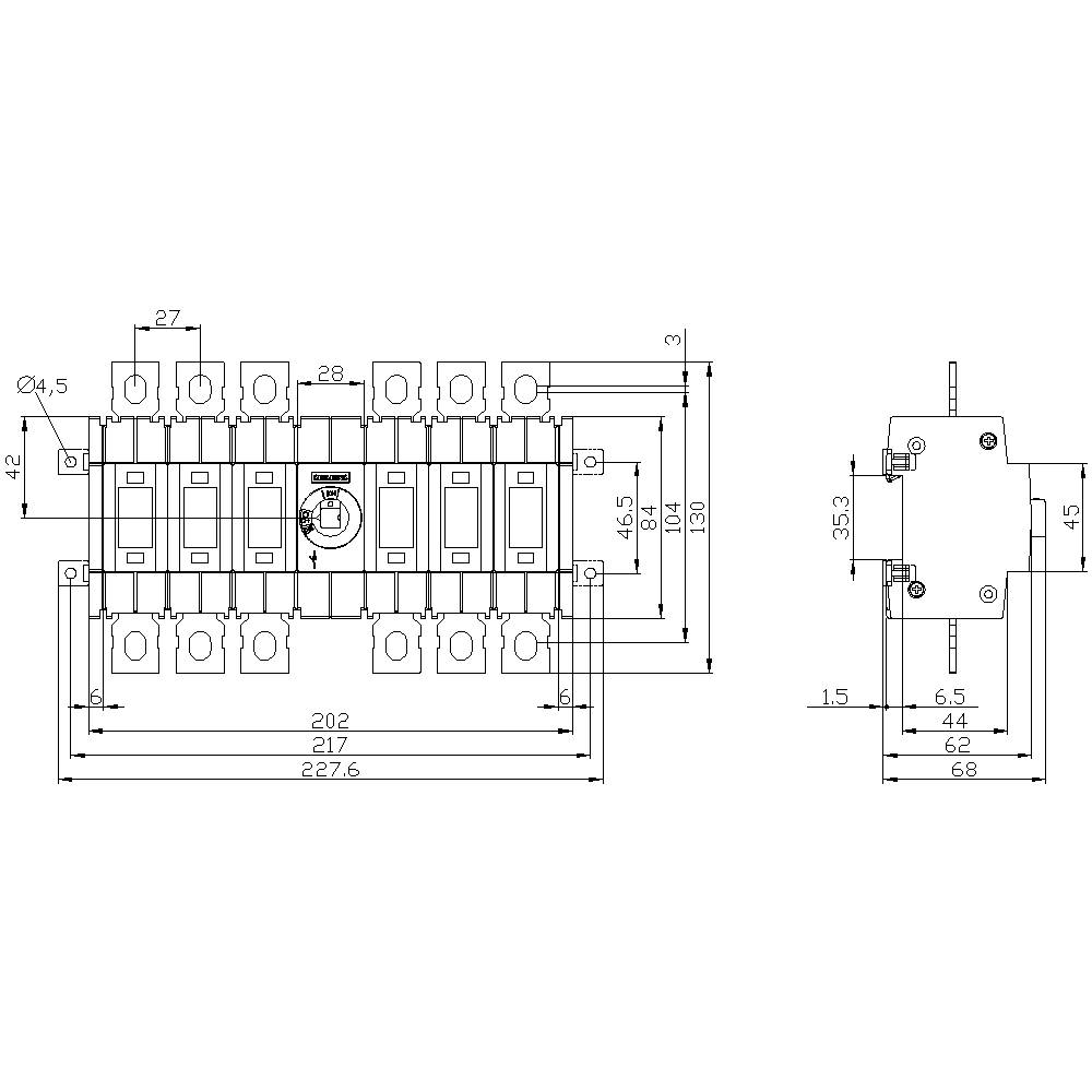 Siemens Lasttrennschalter 6polig 100A 4 Wechsler 1200V 3KD30600NE200