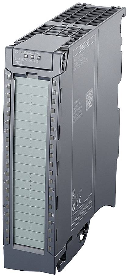 Ein graues elektronisches Modul mit mehreren Anschlüssen und LED-Anzeigen, typisch für industrielle Steuerungssysteme.