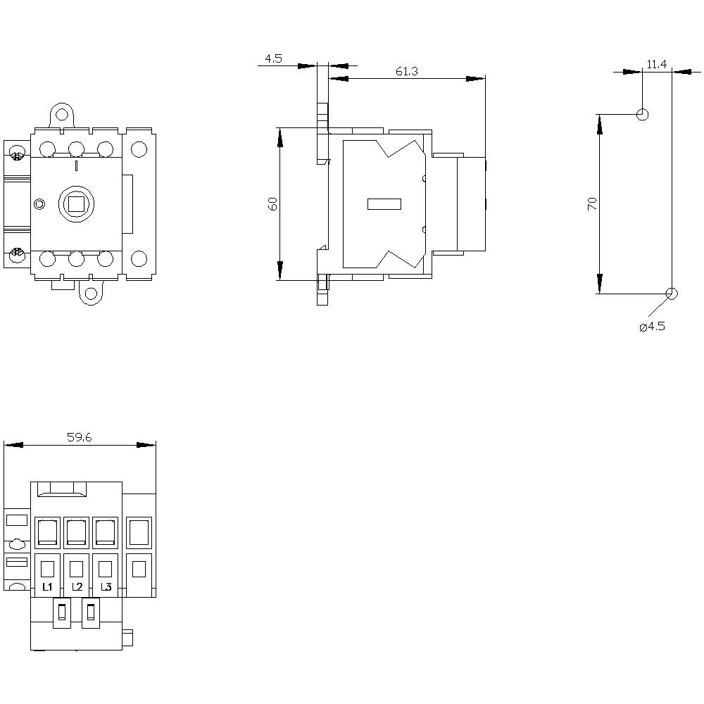 Siemens Lasttrennschalter 4polig 16mm² 25A 1 Schließer, 1 Öffner 690 V/AC 3LD31101TL05
