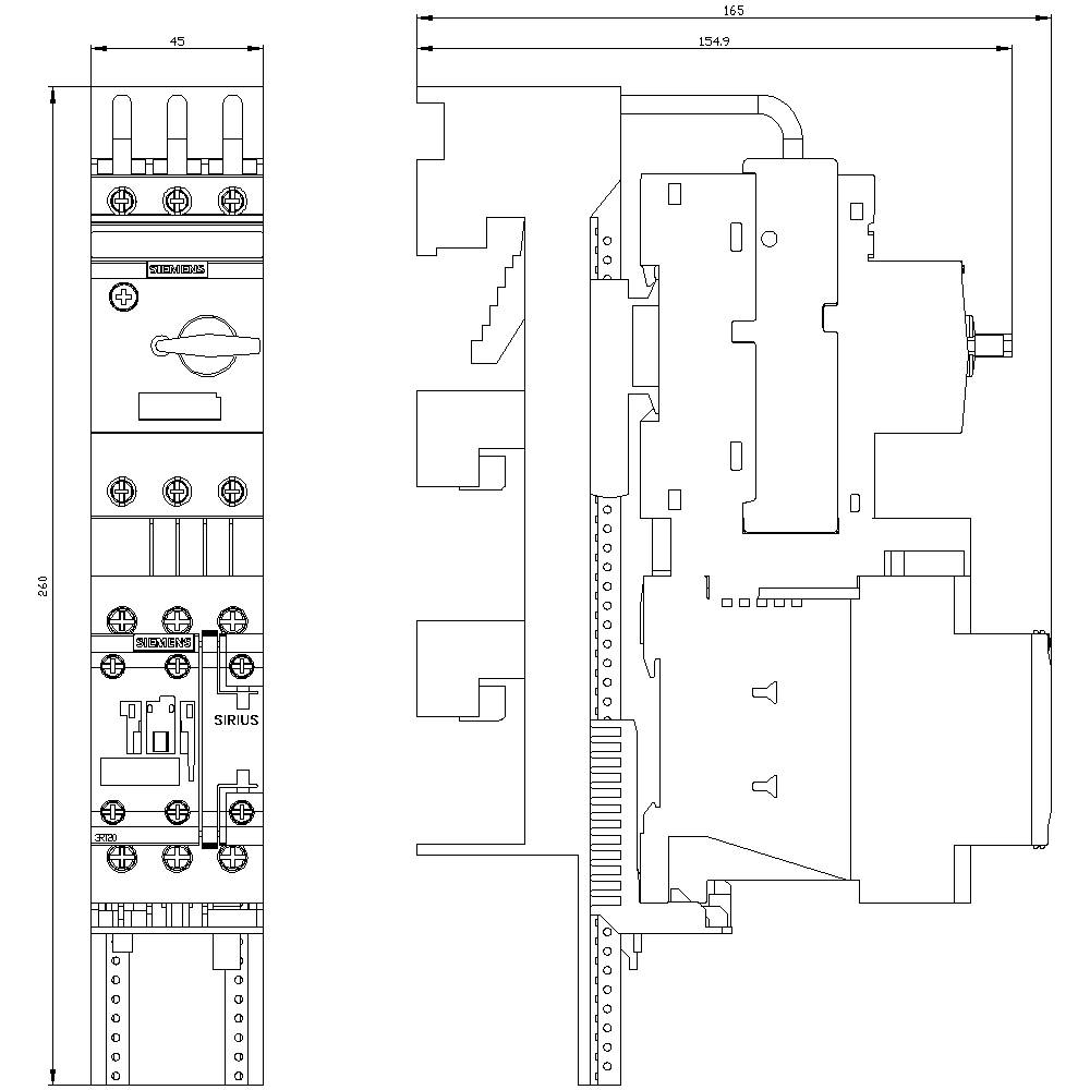 Siemens 3RA2120-4BD27-0BB4 3RA21204BD270BB4 Verbraucherabzweig Motorleistung bei 400V 7.5kW 690V Nennstrom 15.5A