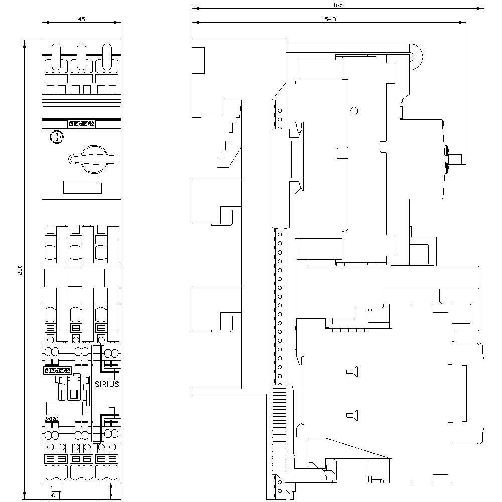 Siemens 3RA2120-4BH27-0BB4 3RA21204BH270BB4 Verbraucherabzweig Motorleistung bei 400V 7.5kW 690V Nennstrom 15.5A