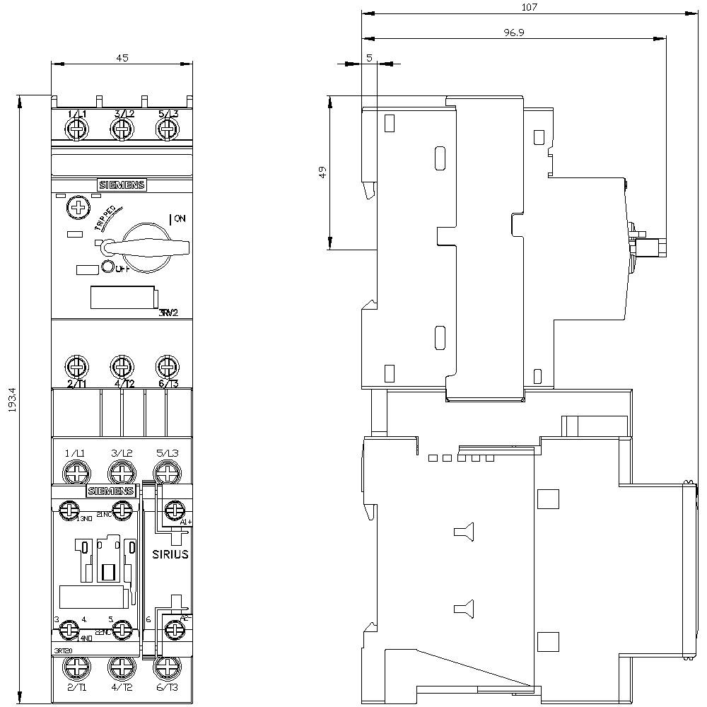 Siemens 3RA2120-4DA27-0BB4 3RA21204DA270BB4 Verbraucherabzweig Motorleistung bei 400V 11kW 690V Nennstrom 22A
