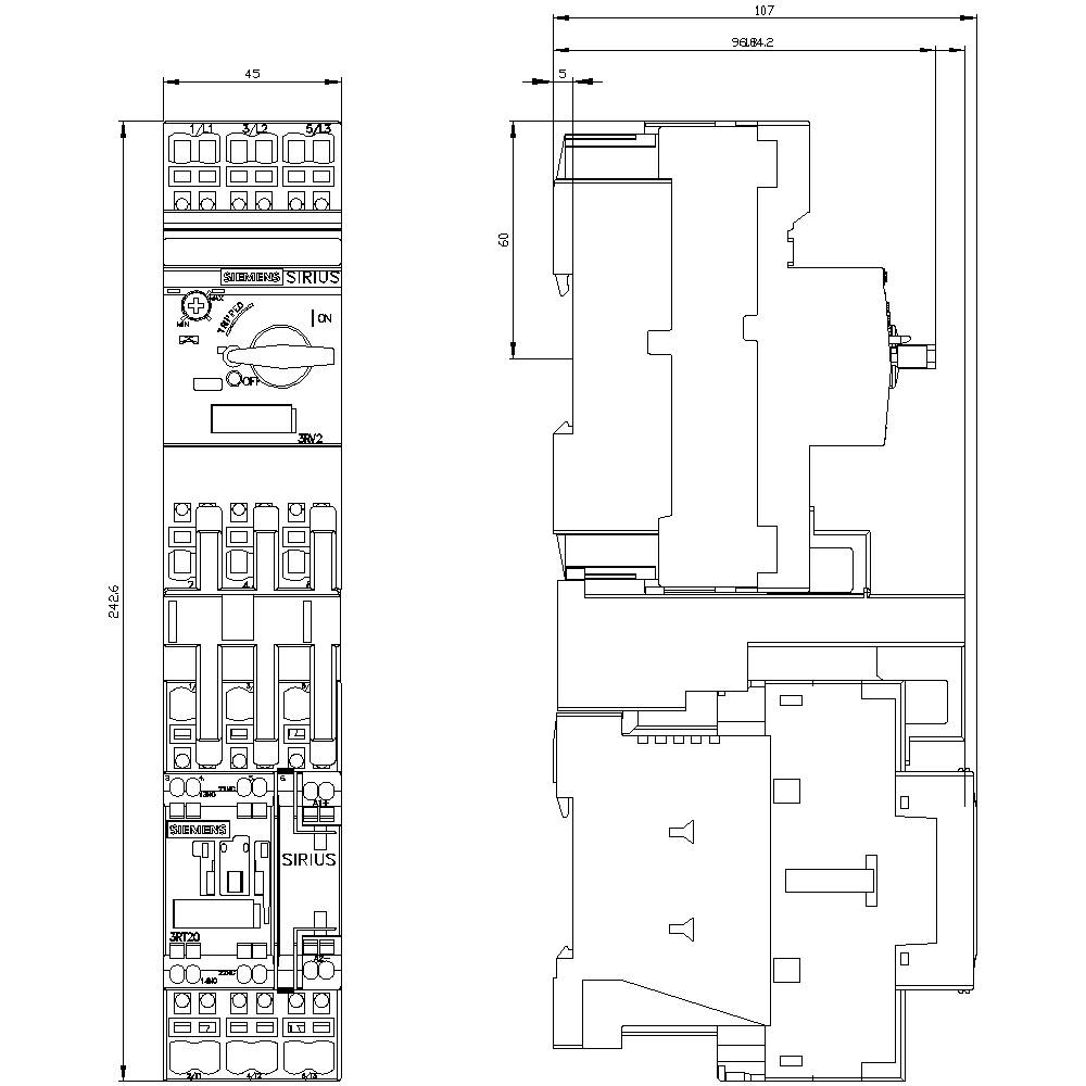 Siemens 3RA2120-4DE27-0BB4 3RA21204DE270BB4 Verbraucherabzweig Motorleistung bei 400V 11kW 690V Nennstrom 22A