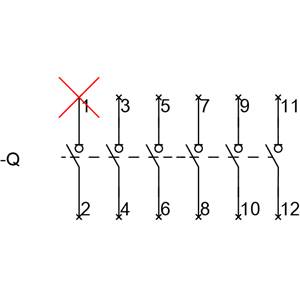 Diagramm zeigt nummerierte Punkte von 1 bis 12, verbunden durch eine gestrichelte Linie. Punkt 1 ist rot durchgestrichen.