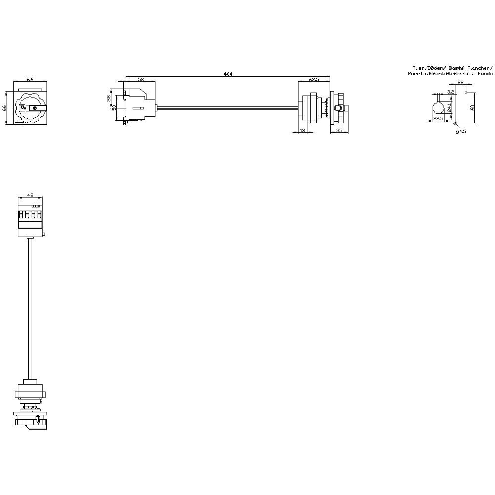 Technische Zeichnung eines zylindrischen Teils mit Maßen. Oben: Seitenansicht, unten: Vorder- und Rückansicht. Text: 'Turn', 'Rover' und 'Festo'.