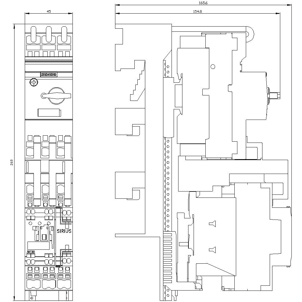 Siemens 3RA2120-4DH27-0AP0 3RA21204DH270AP0 Verbraucherabzweig Motorleistung bei 400V 11kW 690V Nennstrom 22A