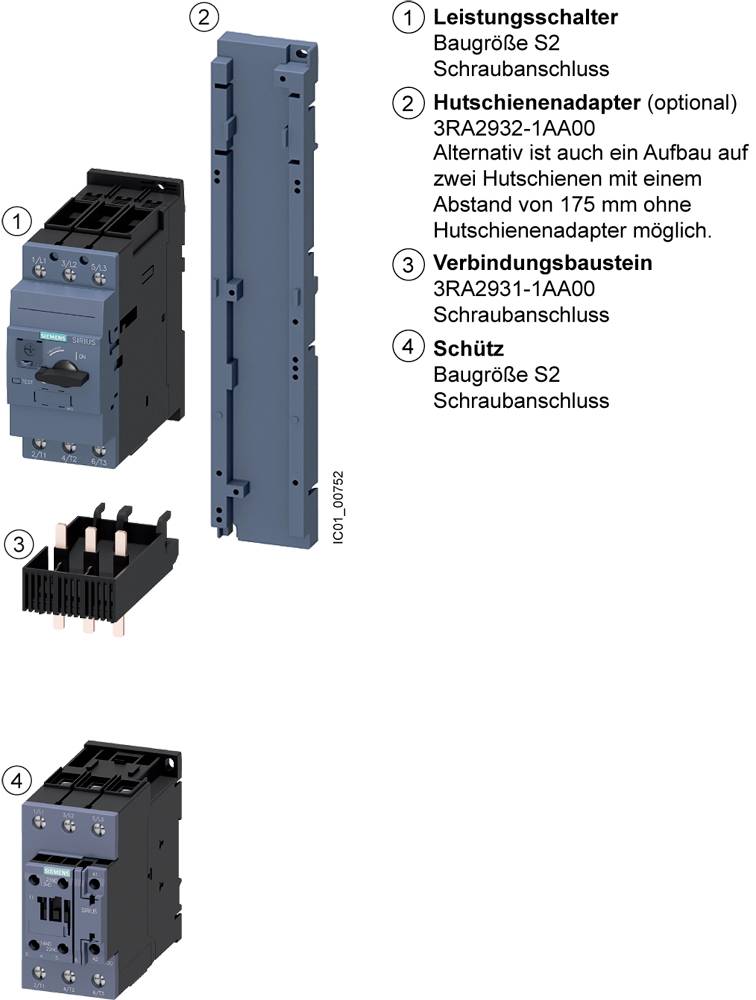 Siemens 3RA2130-4KA38-0NB3 3RA21304KA380NB3 Verbraucherabzweig Motorleistung bei 400V 37kW 690V Nennstrom 65A