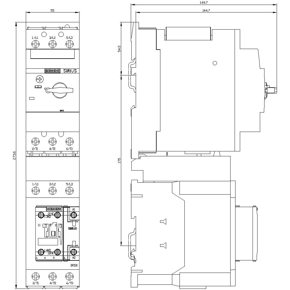 Siemens 3RA2130-4VA36-0AP0 3RA21304VA360AP0 Verbraucherabzweig Motorleistung bei 400V 22kW 690V Nennstrom 41A