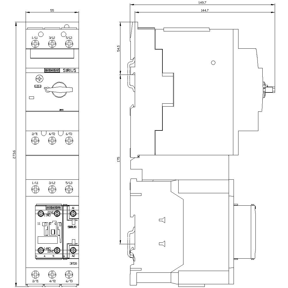 Siemens 3RA2150-4PA35-0AP0 3RA21504PA350AP0 Verbraucherabzweig Motorleistung bei 400V 18.5kW 690V Nennstrom 36A