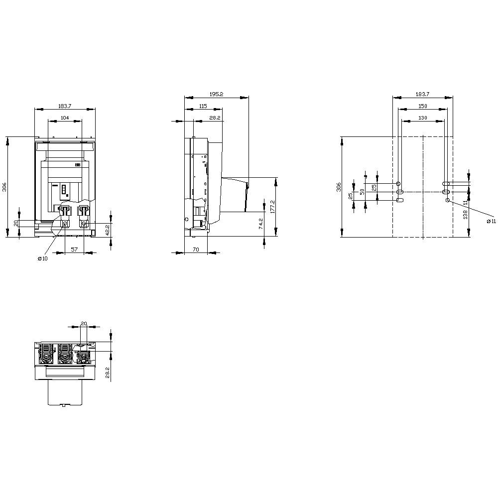 Siemens 3NP11431DA21 Sicherungslasttrennschalter 3polig 250A 690 V/AC 1St.